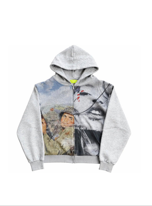 Graphic Archive Zip-Up hoodie