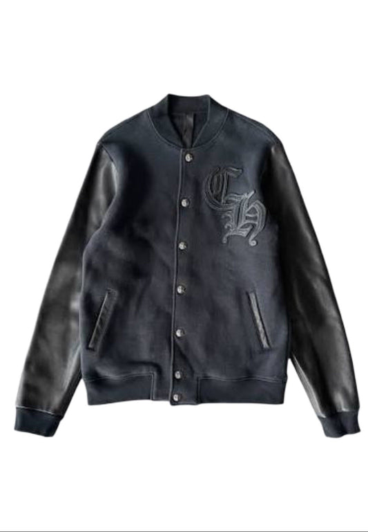 Chrome Hearts Leather Varsidy Jacket