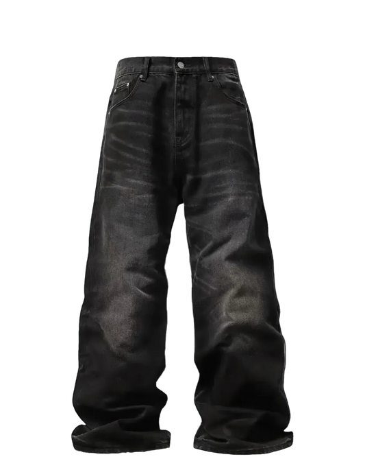 Black stacked baggy jeans